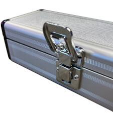 The Chrome cue case for two piece cue.