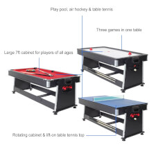 Strikeworth 7ft multi games table features.