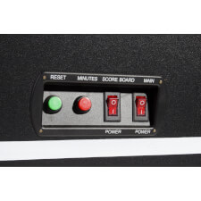 The control panel of the Pro Ice air hockey table.