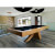 The Equilibrium Slate Bed Pool Table With Black Cloth and Cherry Finish.
