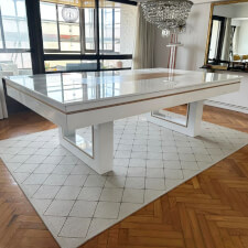 The Monaco luxury pool table in white gloss with top.