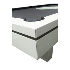 The corner and pocket of the Monaco luxury pool table