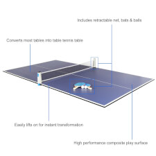 The table tennis top features.