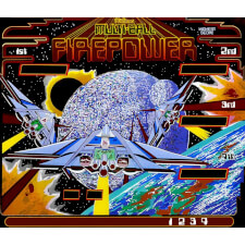 Firepower pinball machine backbox art