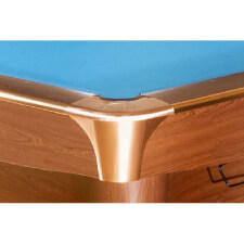 The corner of a Dynamic III Slate Bed pool table