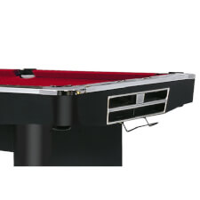 The corner of the Dynamic Competition Slate Bed pool table