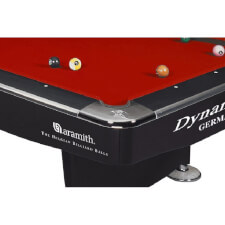 The corner of a Dynamic II Slate Bed Pool Table