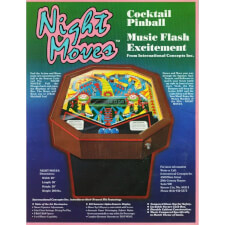 Original flyer for the Night Moves pinball machine