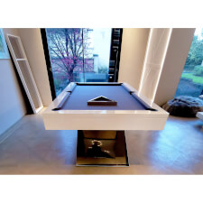 The Zen Luxury Pool Table With Bankers Grey Elite Pro Cloth From Front.