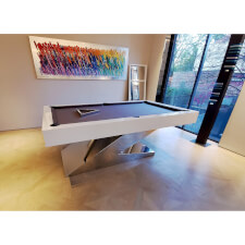 The Zen Luxury Pool Table With Bankers Grey Elite Pro Cloth Displayed In A Room.
