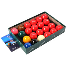 The Aramith 2-inch 22-ball set.