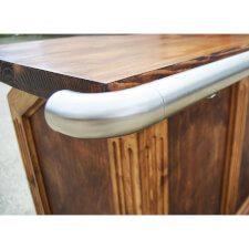 Detail of the hand rail on the Traditional 1550 home bar.