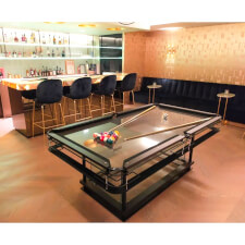 The G7 Mode Glass Pool Table installed.