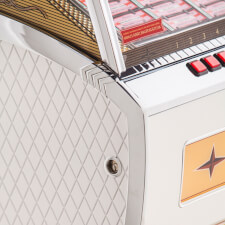 The Vinyl Rocket white jukebox corner  