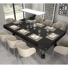The Etrusco P40 Luxury 8ft american slate bed table in black matt finish with matching legs and matching dining top and standard pockets.