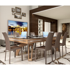 The Etrusco P40 Luxury 8ft american slate bed table in leather finish with matching legs, plexiglass dining top and standard pockets.
