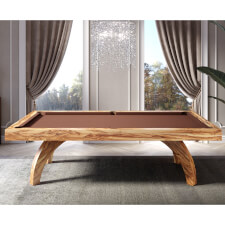 The Etrusco P40 Luxury 8ft american slate bed table in olive wood finish with matching legs, tan cloth and standard pockets.