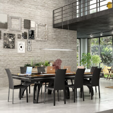 The Etrusco P40 Luxury 9ft american slate bed table in black matt finish with 6 matching legs, plexiglass dining top and standard pockets.