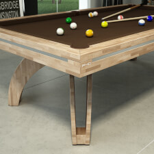 The Etrusco P40 Luxury 8ft american slate bed table in glulam finish with nutmeg cloth and standard pockets.