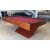 The Houdini pool table in a wood veneer with Burgundy cloth