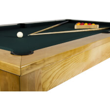The corner and grain on the Precision solid oak pool table