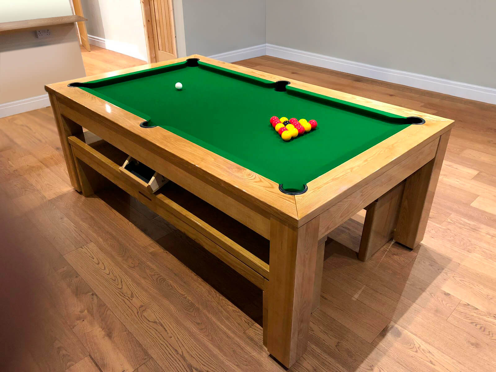 The Precision 7ft Solid Oak Slate Bed Pool Dining Table