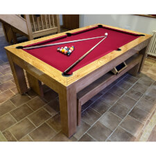 The Precision 7 Foot Dining Pool Table With Red Cloth.
