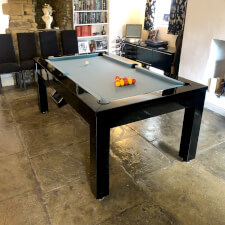 A Glossy Black Phoenix with a powder blue cloth