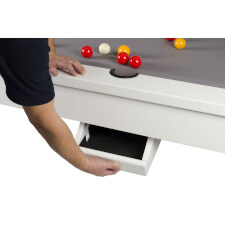 The retractable ball drawer on the Phoenix pool table