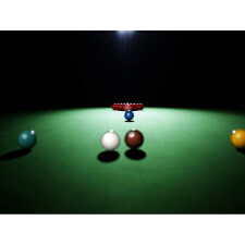 A game of snooker racked on the Precision cloth