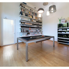 The Cube pool table in a room.
