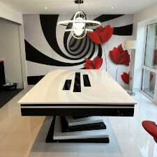 The Harmani Black And White Slate Bed Pool Table with Top.