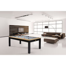 The Horizon with Chene Fendu rail and Noir Brilliant cabinet/legs
