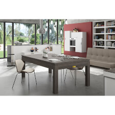 The Horizon in Wenge Nature with purple cloth & optional dining tops fitted