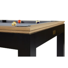 A close-up of the corner of the Horizon pool table