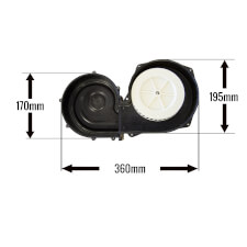 Dimensions of the Type 2 air hockey fan unit