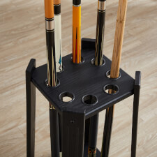 The Strikeworth Compact Pool cue rack in black.