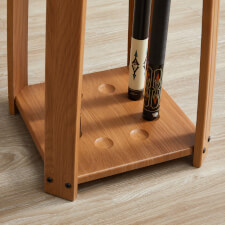 The Strikeworth Compact Pool cue rack in oak.