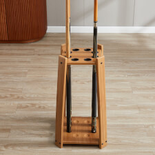 The Strikeworth Compact Pool cue rack in oak.