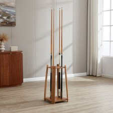 The Strikeworth Compact Pool cue rack in oak.