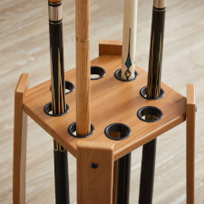 The Strikeworth Compact Pool cue rack in oak.