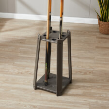 The Strikeworth Compact Pool cue rack in driftwood.