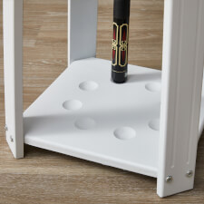 The Strikeworth Compact Pool cue rack in white.