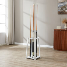 The Strikeworth Compact Pool cue rack in white.