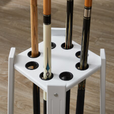 The Strikeworth Compact Pool cue rack in white.