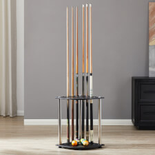 The strikeworth Corner cue stand in black.