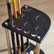 The strikeworth Corner cue stand in black.