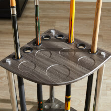 The Strikeworth Corner cue stand in driftwood.