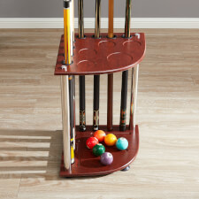 The Strikeworth Corner cue stand in wood.