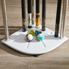 The Strikeworth Corner cue stand in white.
